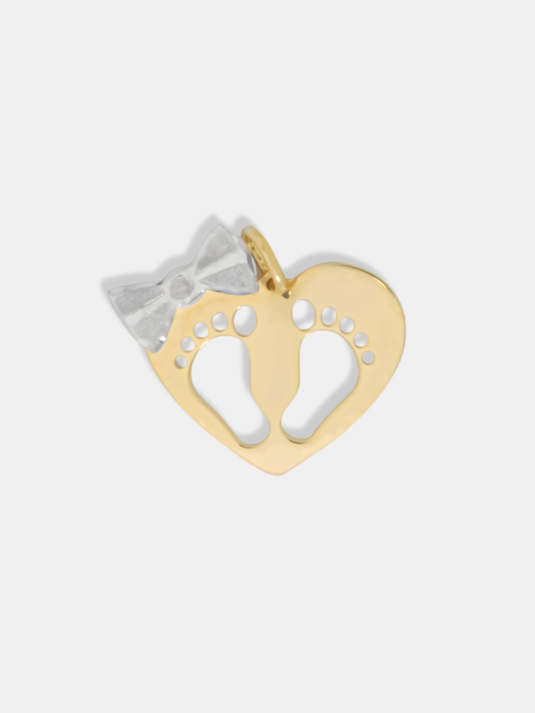 pingente ouro 18k coração com pezinhos