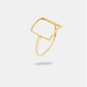 anel ouro 18k quadrado vazado