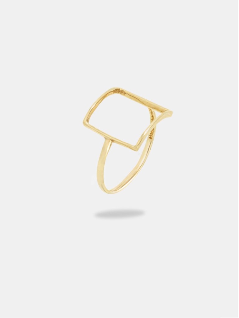 anel ouro 18k quadrado vazado