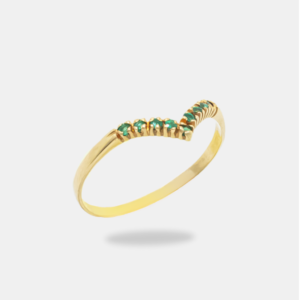 anel ouro 18k com pedrarias verde