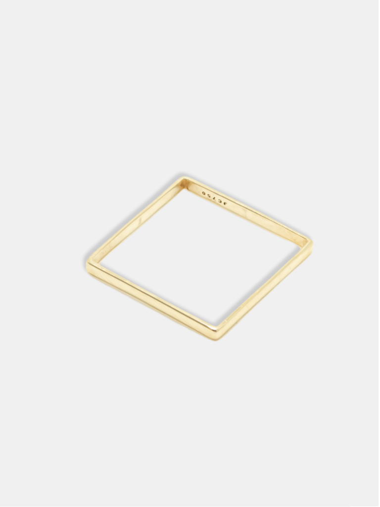 anel ouro 18k quadrado elegante