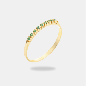anel ouro 18k com pedrarias verde