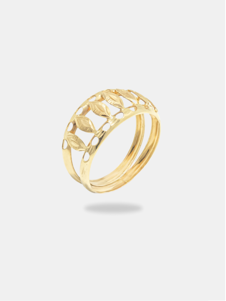 anel ouro 18k aro duplo vazado