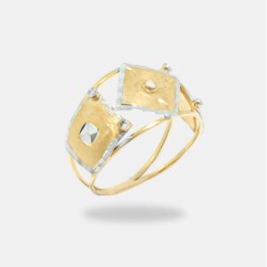 anel ouro 18k com três placas dois ouros