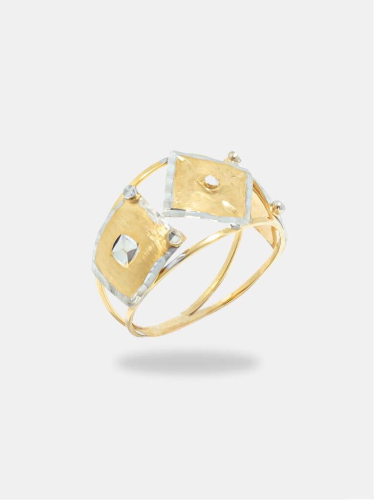 anel ouro 18k com três placas dois ouros