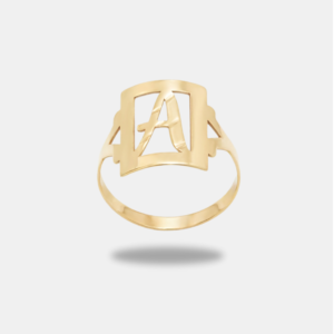 anel ouro 18k com letra a