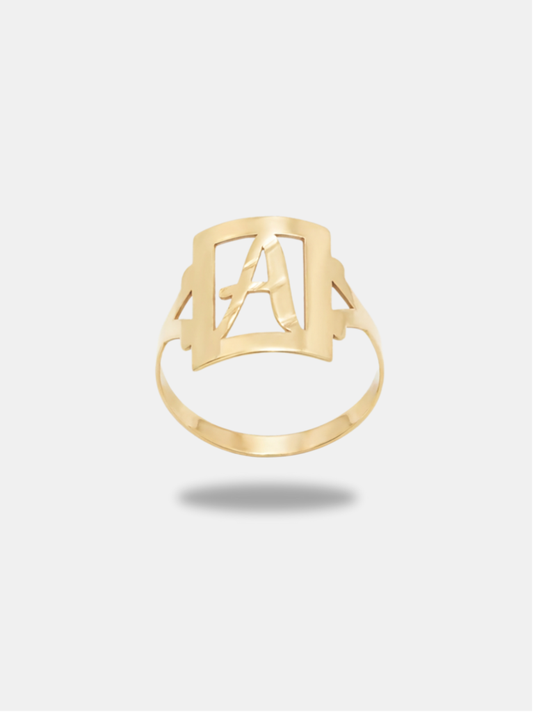 anel ouro 18k com letra a