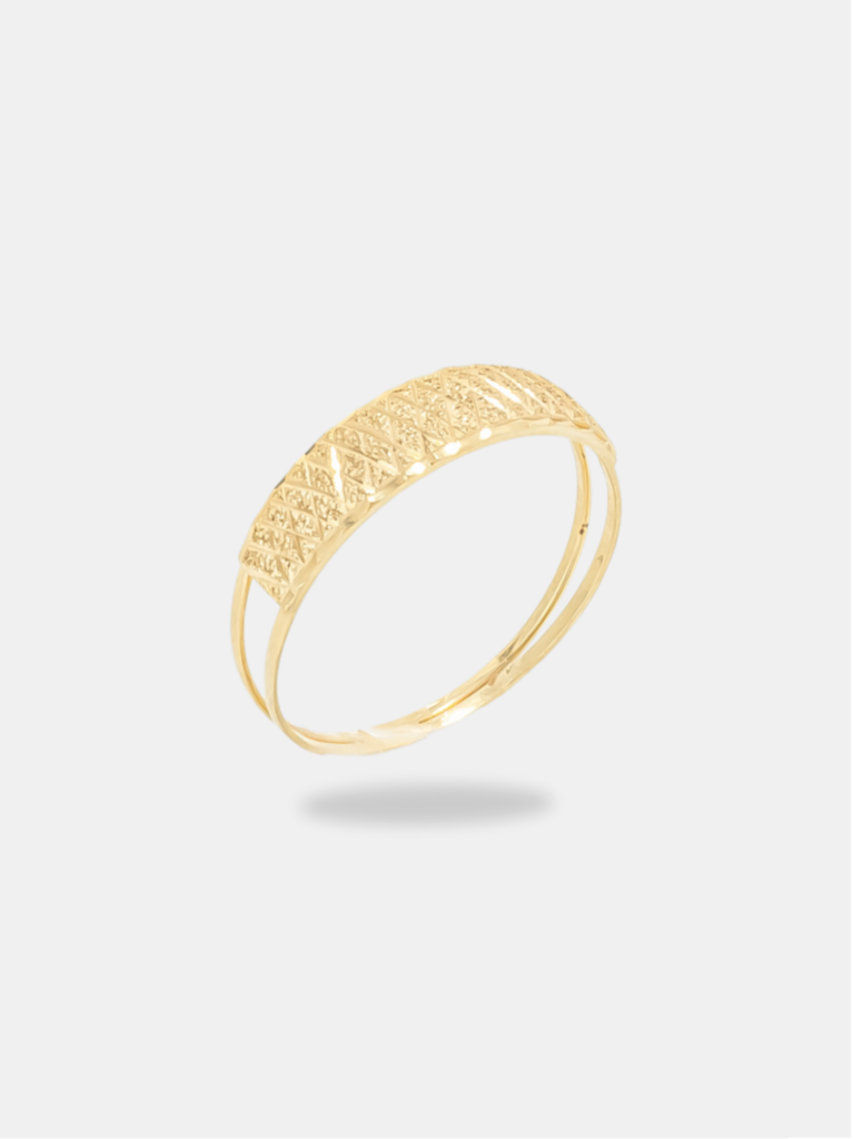 anel ouro 18k placa geométrica