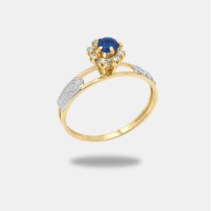 anel ouro 18k ciencia contábeis com pedra alta azul