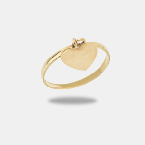 anel ouro 18k com pingente de coração