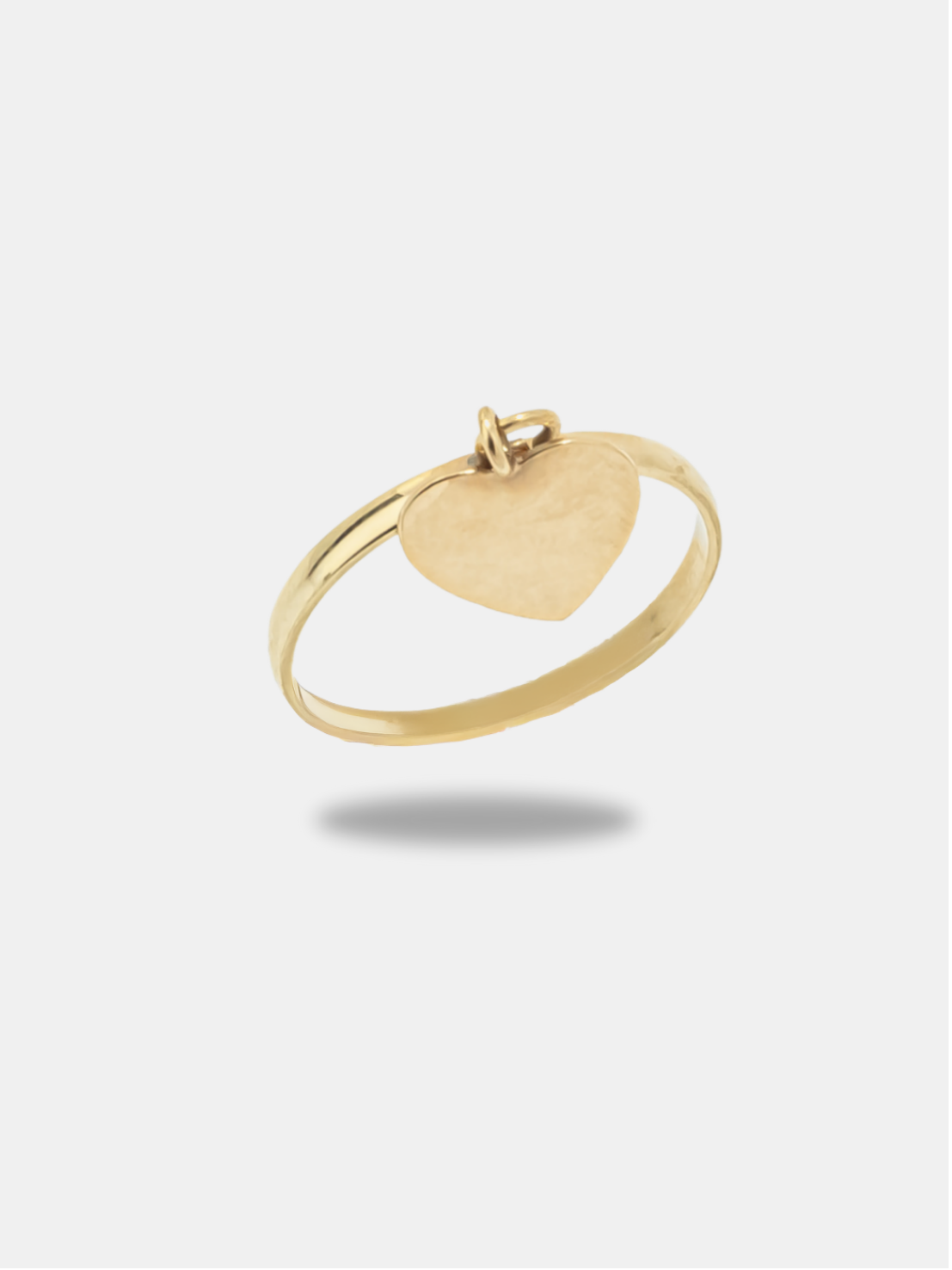 anel ouro 18k com pingente de coração