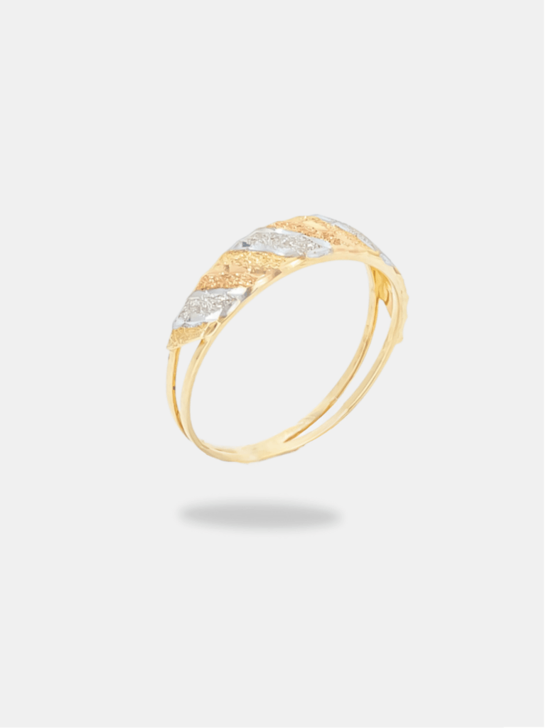 anel ouro 18k com placa pequena fosca três ouros