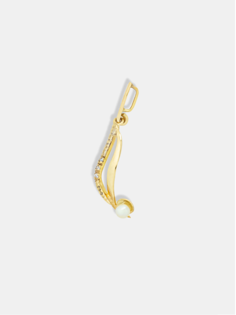 pingente ouro 18k elegante pedrarias e pérolas