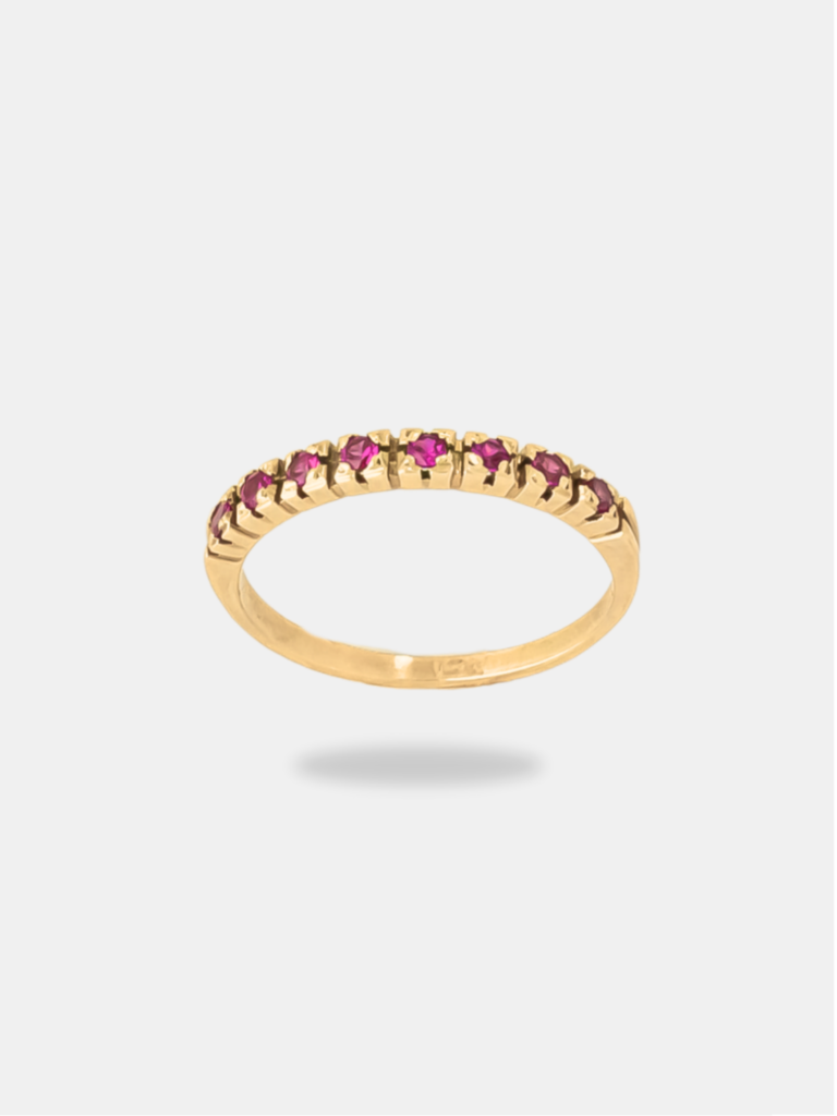 anel ouro 118k com pedras rosas