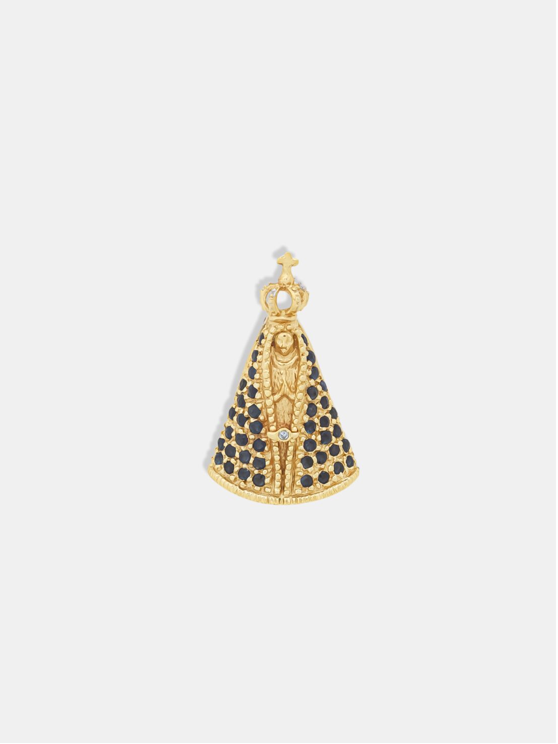 pingente ouro 18k nossa senhora com pedrarias g