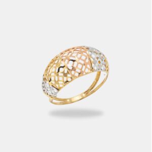 anel ouro 18k tres ouros geométrico cônico