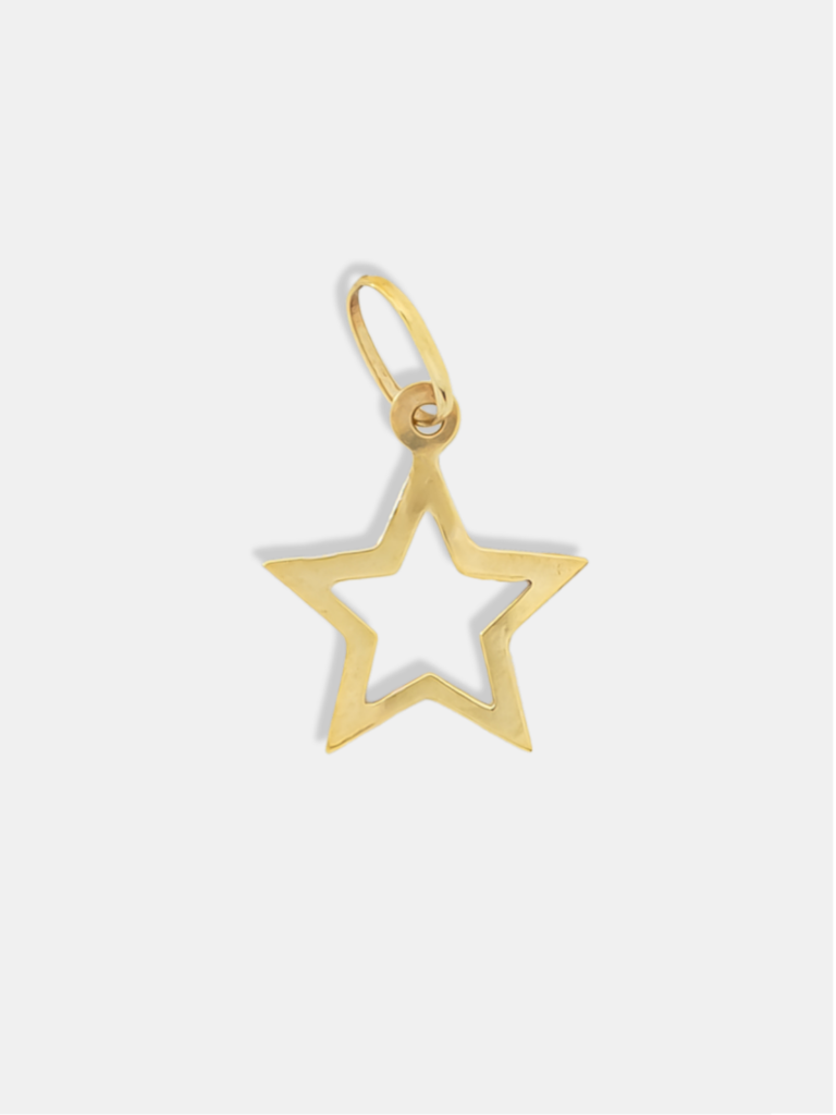 pingente ouro 18k estrela vazado