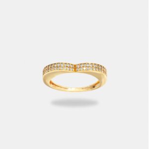 anel ouro 18k cravejado formato de coração