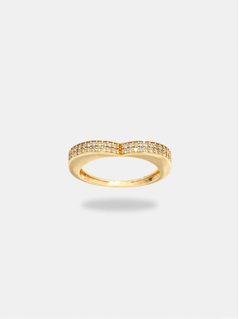 anel ouro 18k cravejado formato de coração
