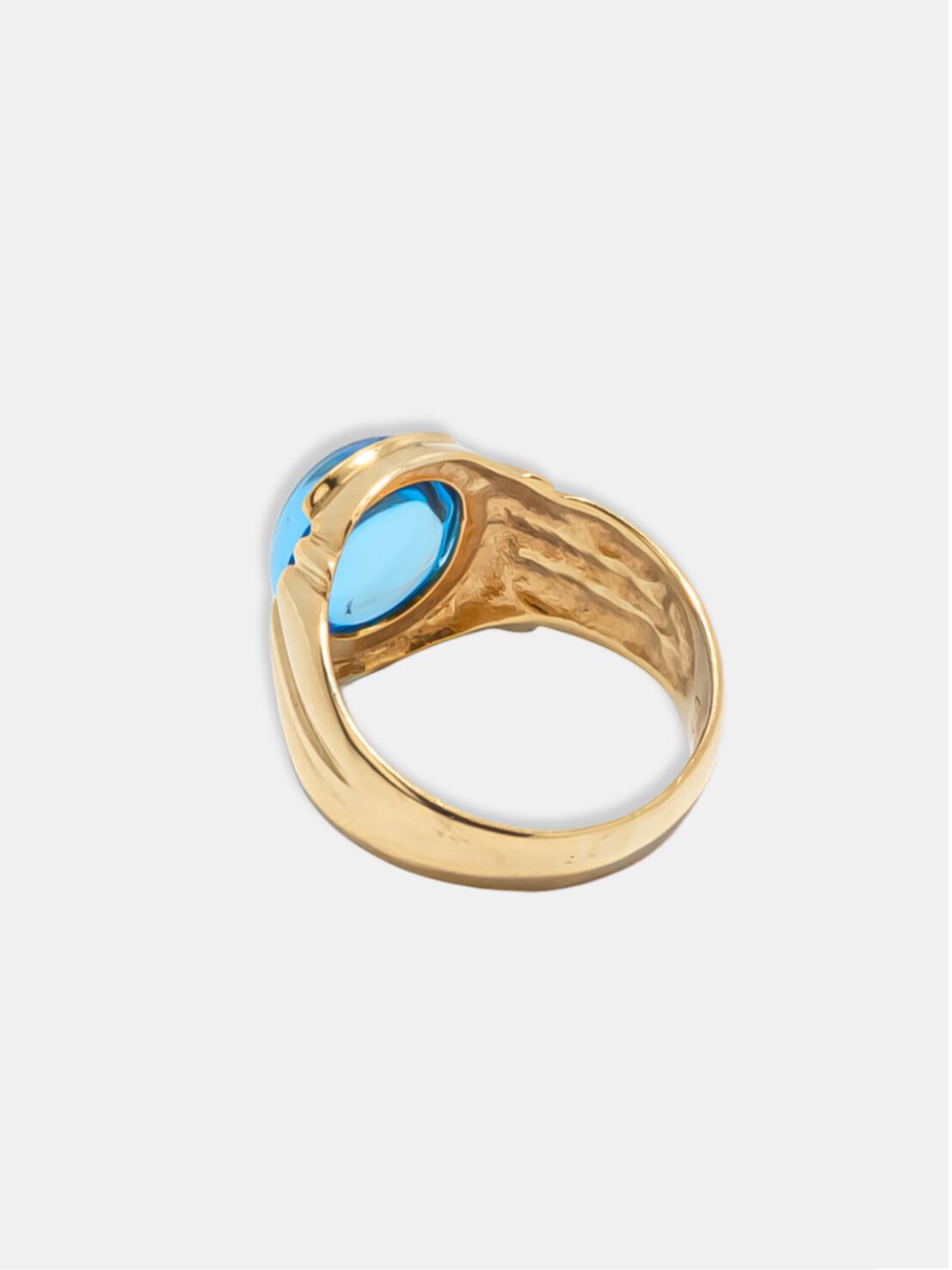 anel ouro sinete com pedra azul