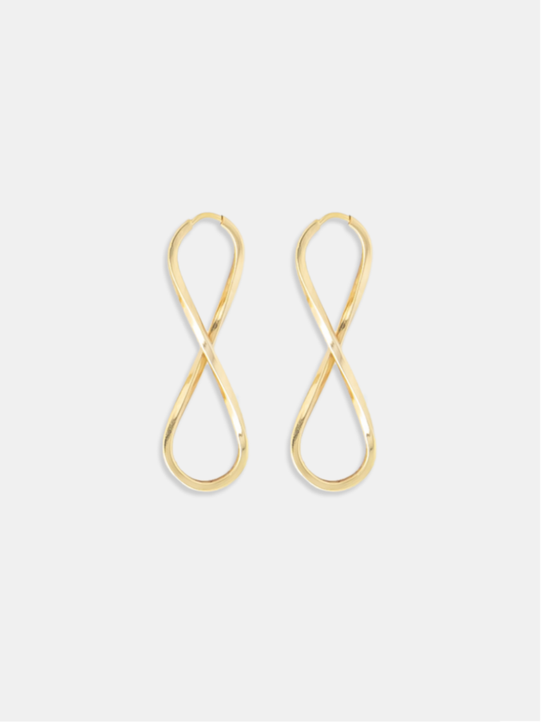 brinco ouro 18k argola formato do infinito