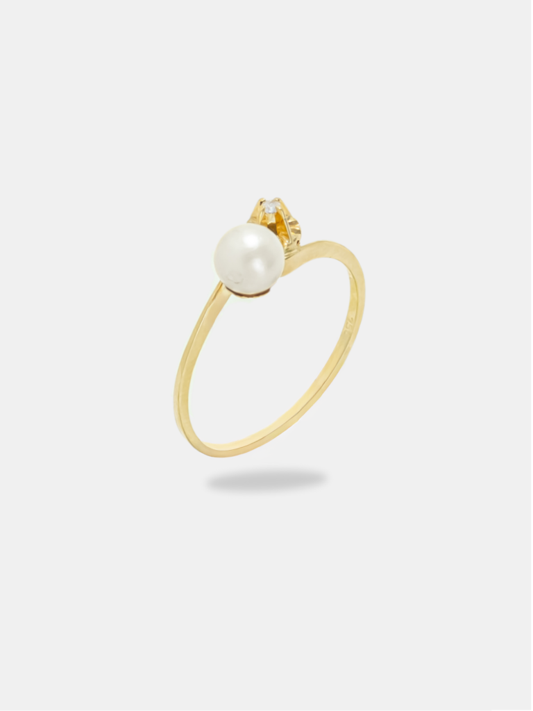 anel ouro 18k pérola