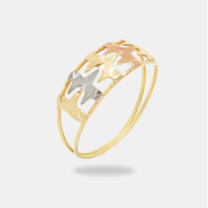 anel ouro 18k formas geométricas três ouros