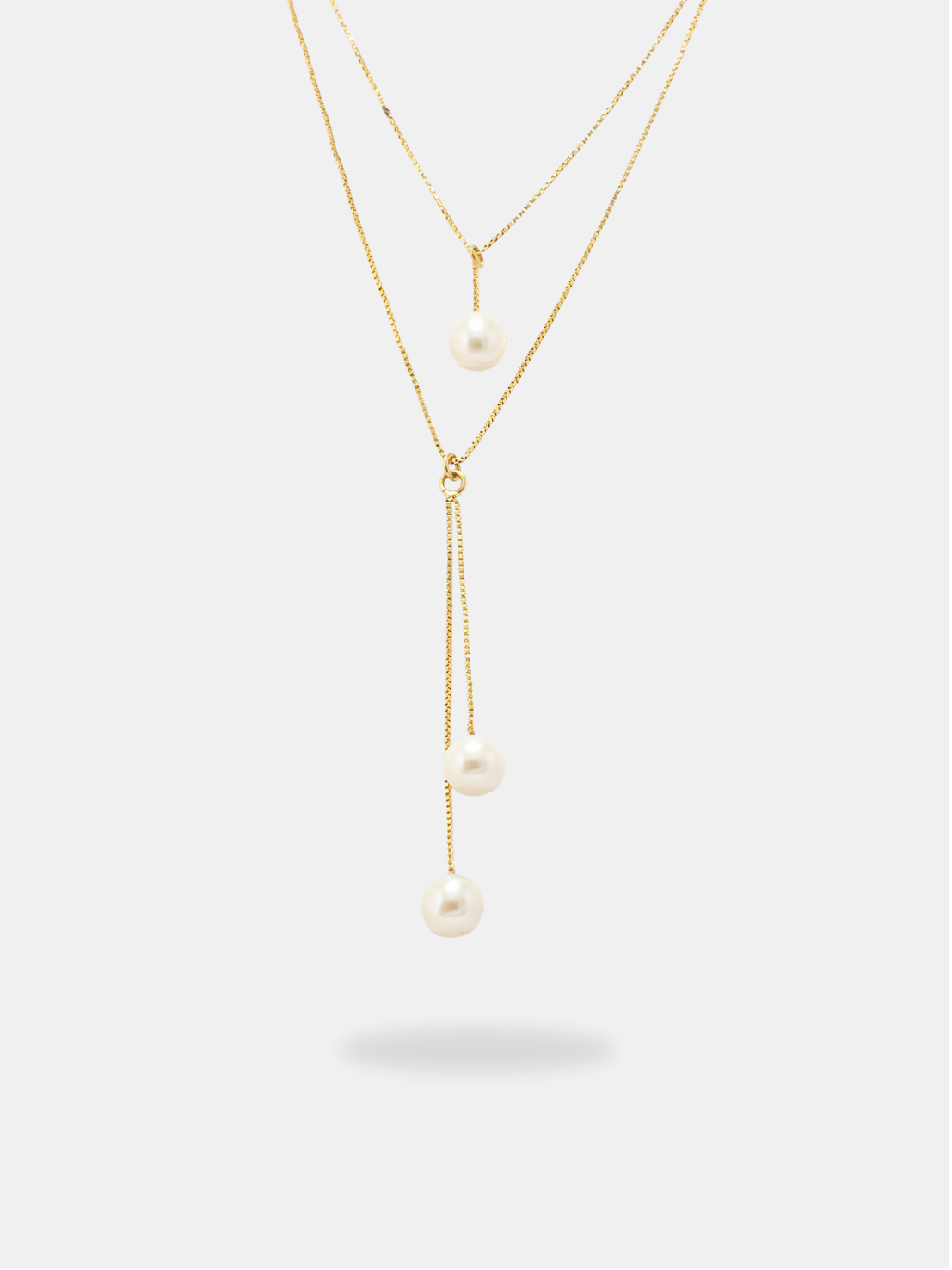 Corrente Ouro 18k Veneziana Fina com Pérola Pendente