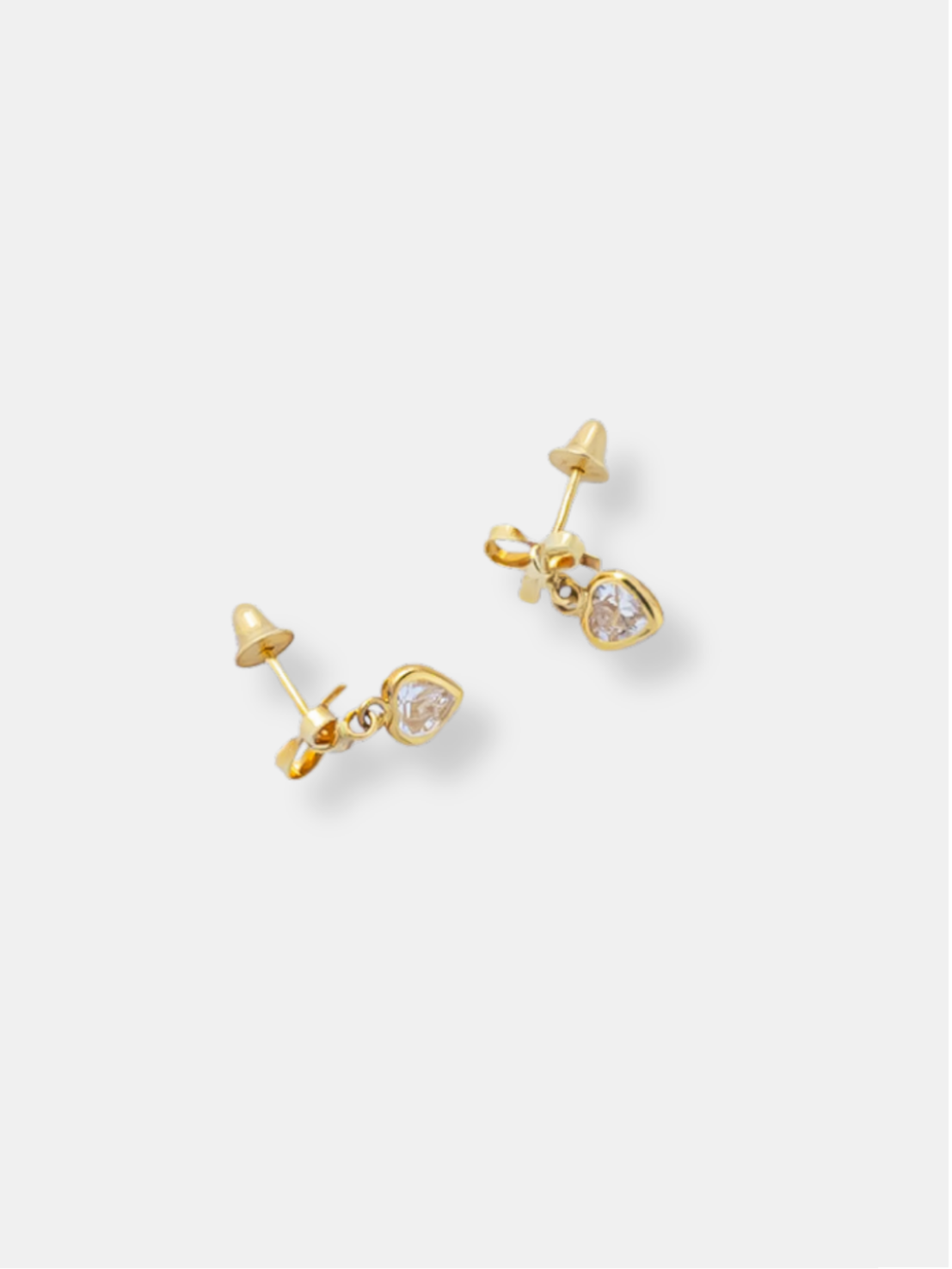 Brinco Ouro 18k Laço Coração Zircônia P