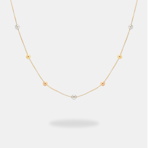 corrente ouro 18k veneziana fina com bolinhas três ouros