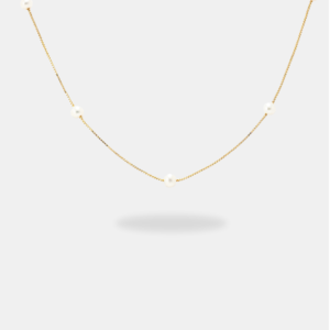 Corrente Ouro 18k Veneziana Fina com Pérolas