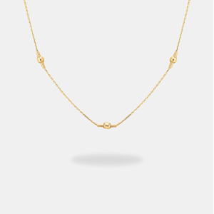 Corrente em Ouro 18k Elo Cadeado com Bolinhas e Placa – 44cm