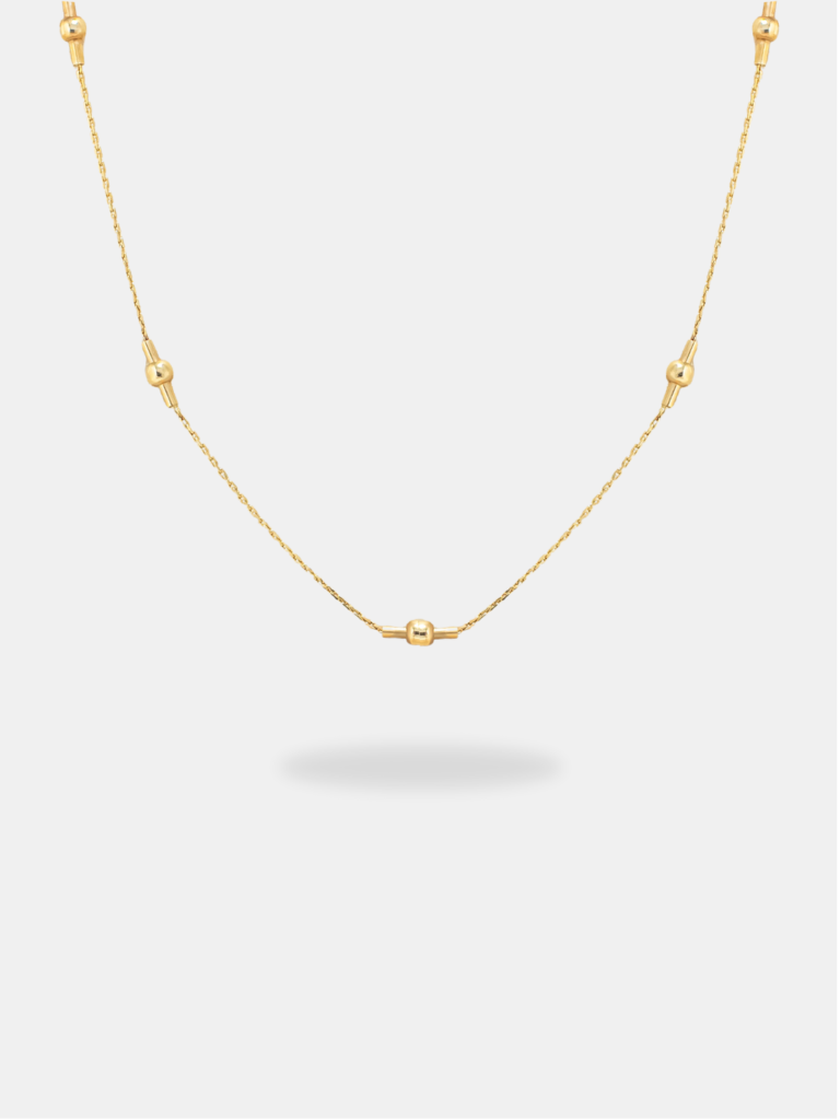 Corrente em Ouro 18k Elo Cadeado com Bolinhas e Placa – 44cm