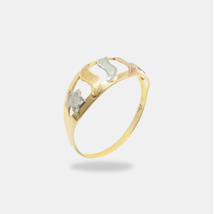 anel ouro 18k vazado três ouros