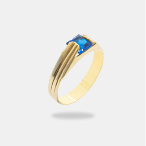 anel ouro 18k com pedra azul