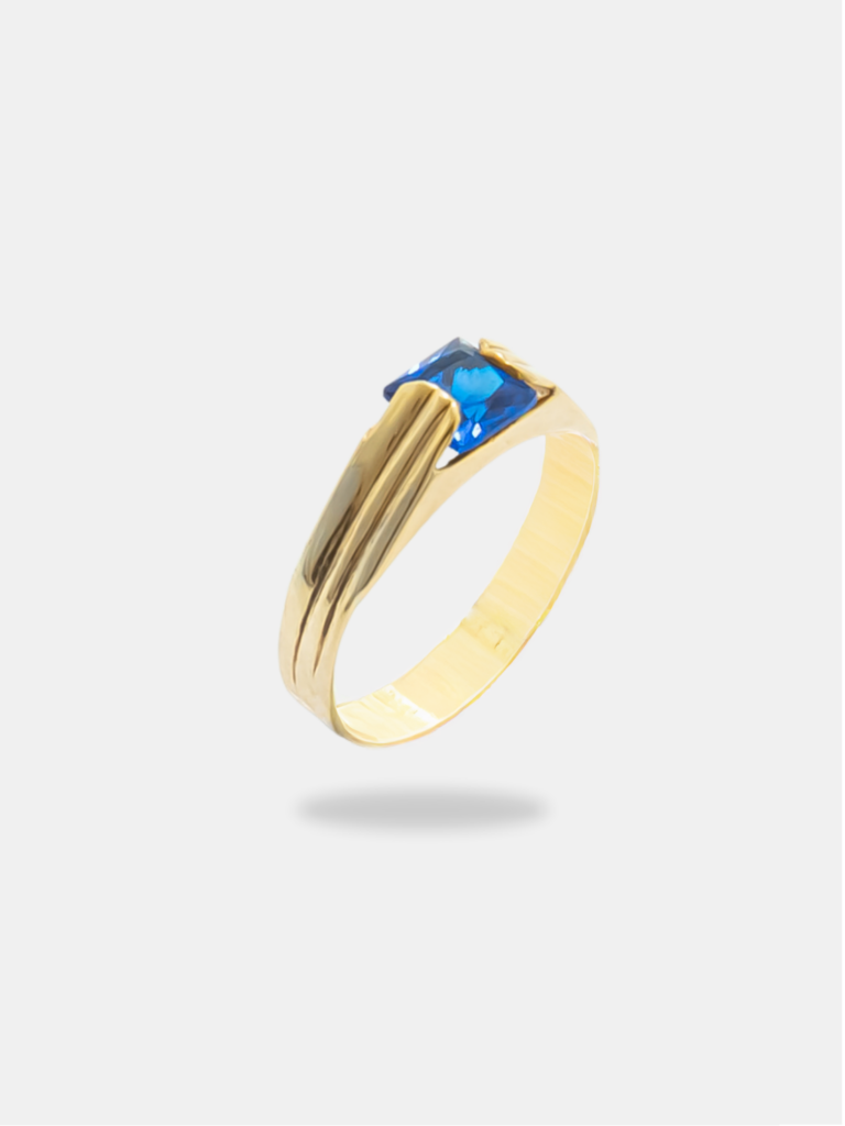 anel ouro 18k com pedra azul