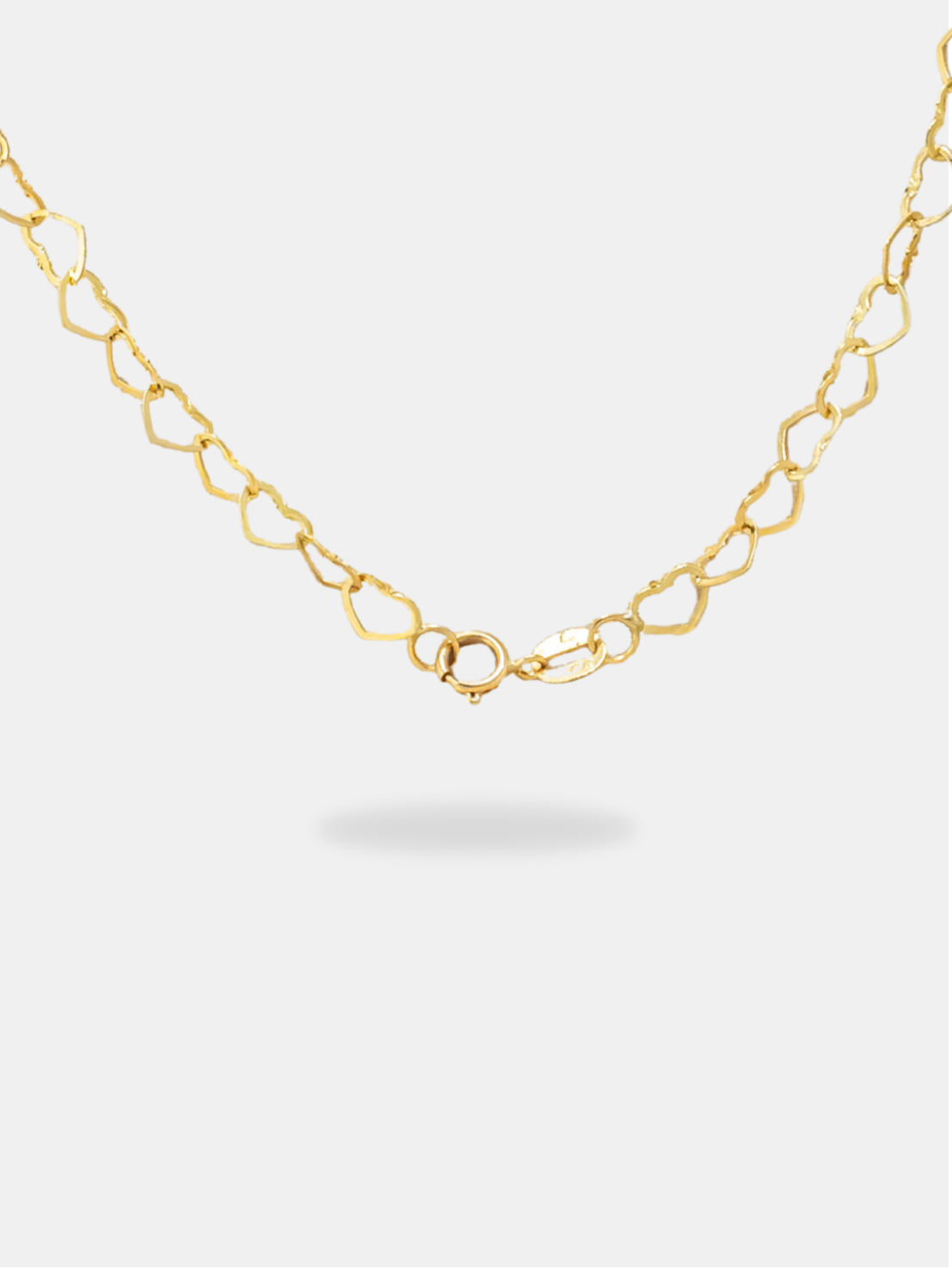 corrente ouro 18k elo de coração media