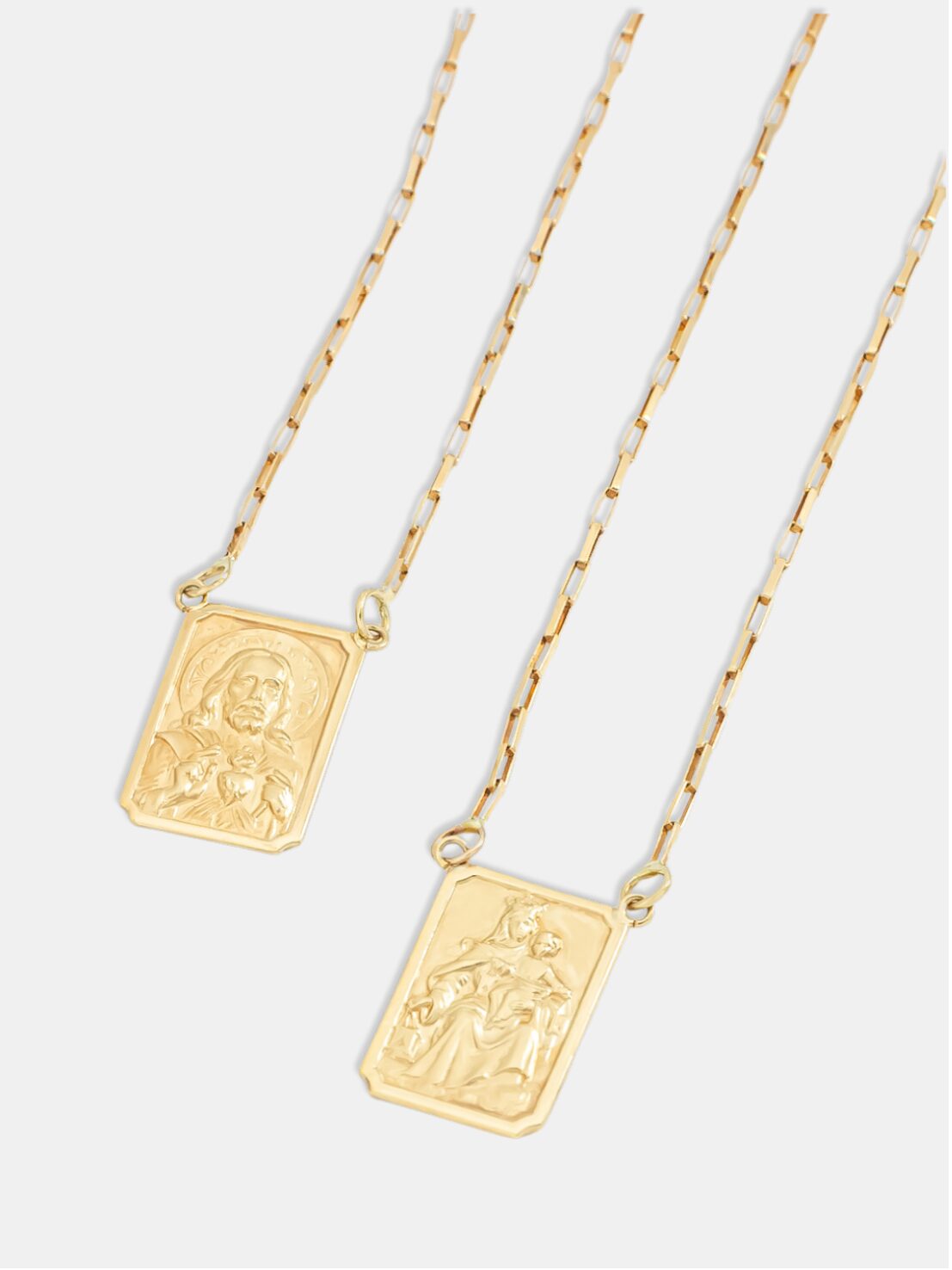 corrente ouro 18k escapulário com elo veneziano M