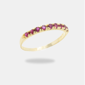 anel ouro 18k com pedrarias rosa