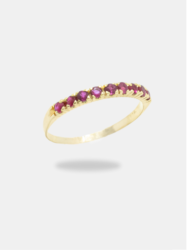 anel ouro 18k com pedrarias rosa