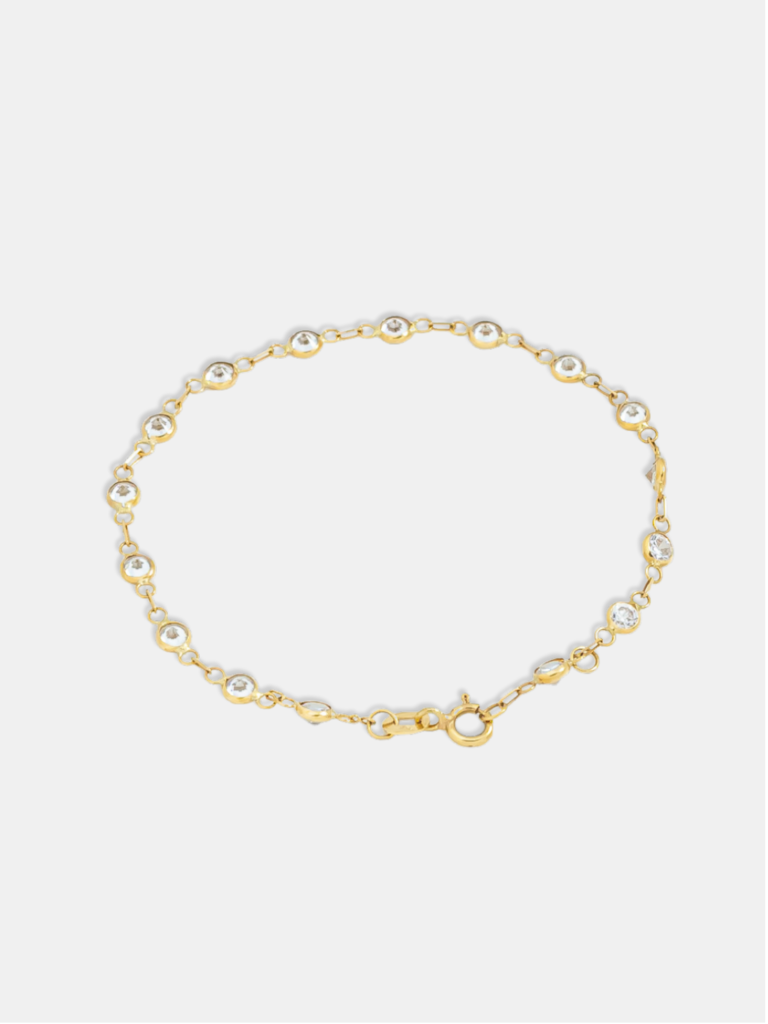 Pulseira Ouro 18k Zircônias 15cm