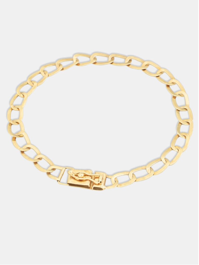 pulseira ouro 18k laminada elos arredondados 21cm m