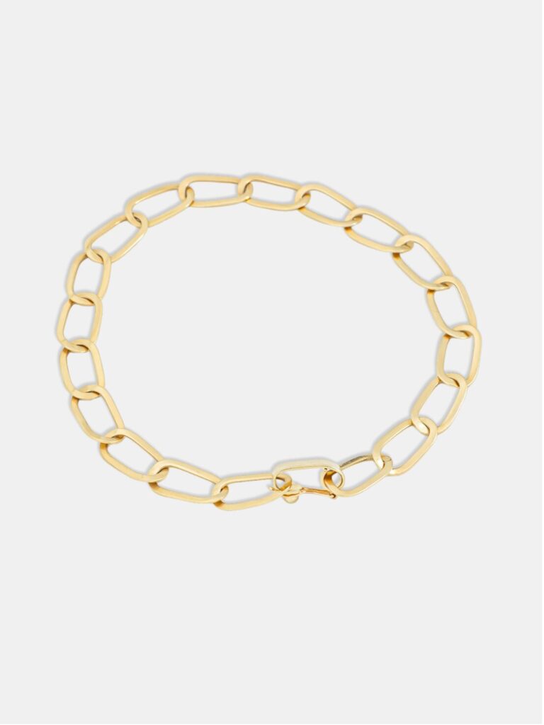 pulseira ouro 18k laminada elos arredondados 21cm g