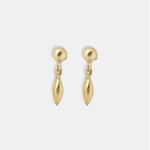 brinco ouro 18k bolinha e pingo de ouro articulado