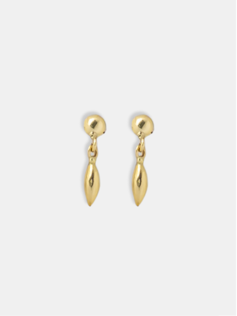 brinco ouro 18k bolinha e pingo de ouro articulado