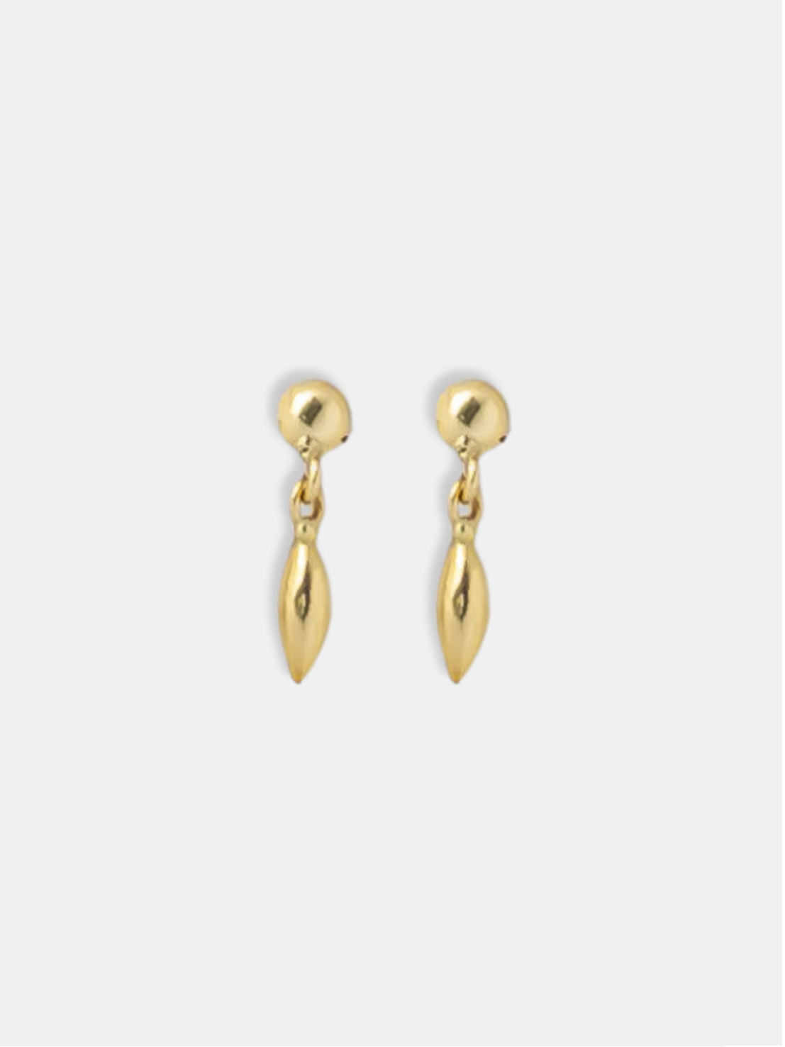 brinco ouro 18k bolinha e pingo de ouro articulado