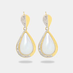 Brinco Ouro 18k Pérola Pendente Articulado GG