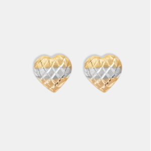 Brinco Ouro 18k Coração Dois Ouros Esculpido M