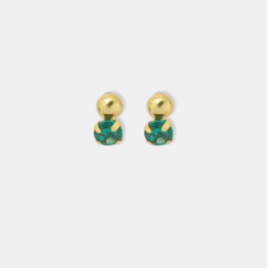 brinco ouro 18k bolinha ouro e zircônia