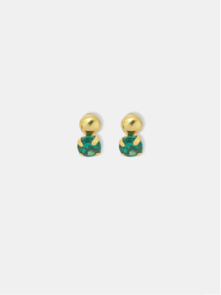 brinco ouro 18k bolinha ouro e zircônia